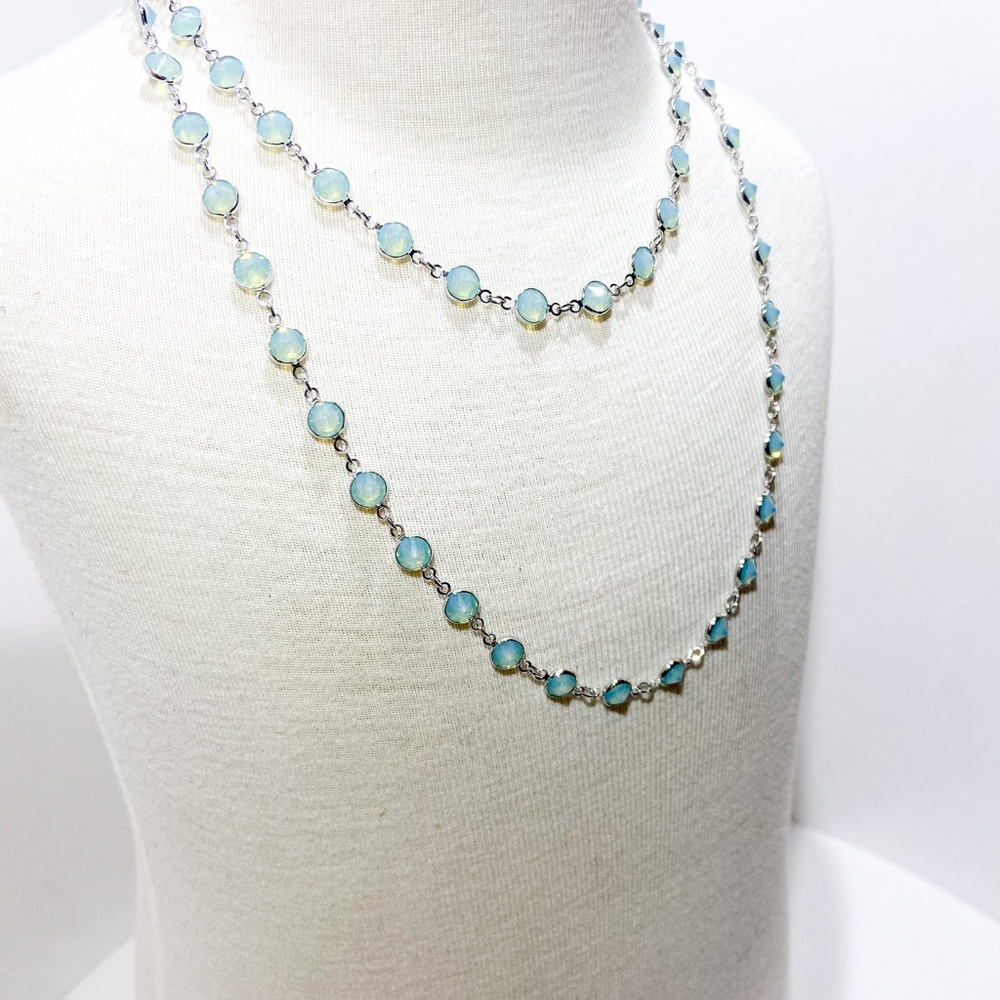 Touchstone Crystal Chanelle Necklace Light Blue with Necklace Converter
